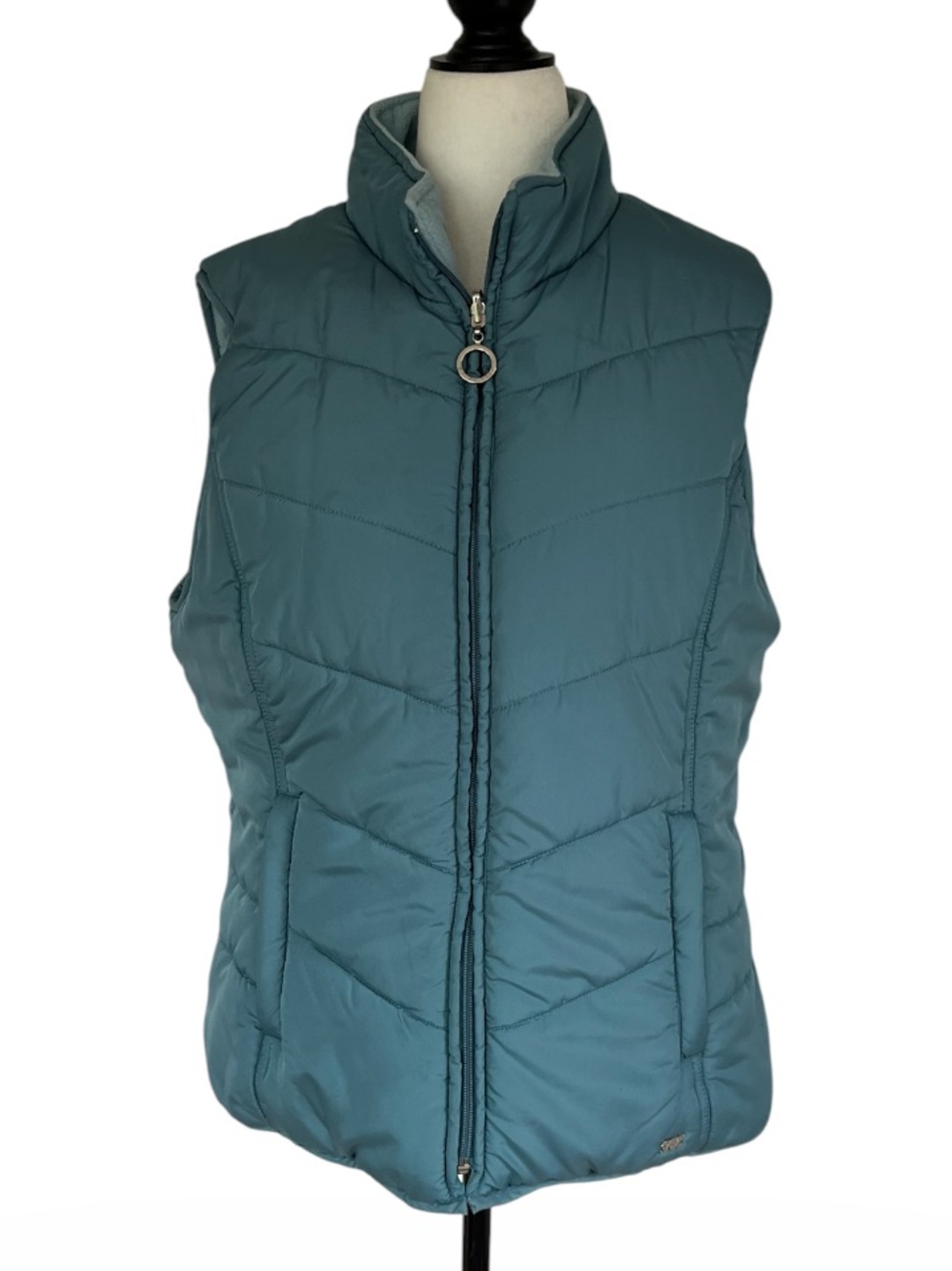 Teal Quilted Puffer Vest with Ring Zipper
